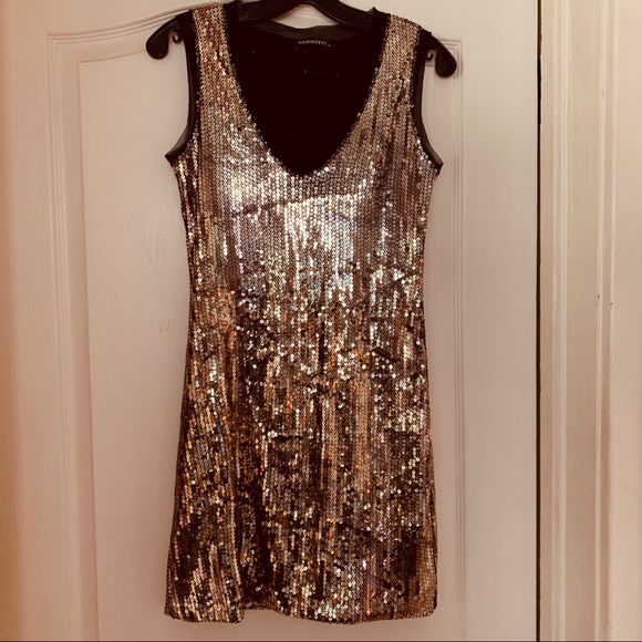 Party dress SALE Rose gold/bronze sequins M - Picture 3 of 7